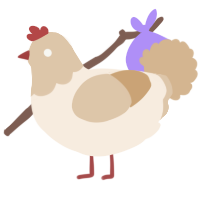 A cream and beige chicken with a head pattern