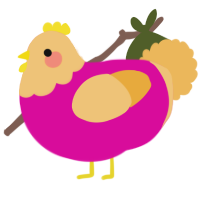 A fuchsia and honey chicken with a head pattern