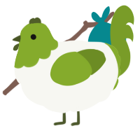 A white and chartreuse chicken with a head pattern