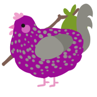 A plum and ash chicken with a speckle pattern