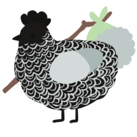 A sable and silver chicken with a double-lace pattern