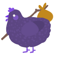 A overcast chicken with a speckle pattern