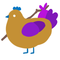 A gold and violet chicken