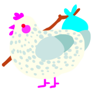 A white and silver chicken with a speckle pattern
