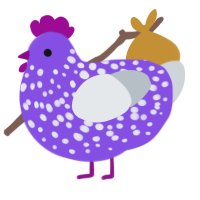 A blurple and mist chicken with a speckle pattern