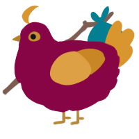A maroon and orange chicken