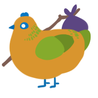 A orange and chartreuse chicken with a neck-band pattern