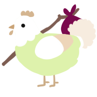 A apple and cream chicken with a head pattern