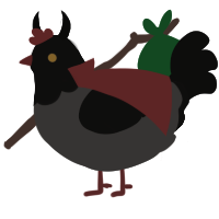 A grey and sable chicken with a head pattern