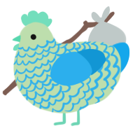 A gluppy and sky chicken with a lace pattern
