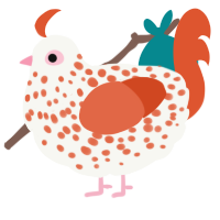 Clown Paint, a white and vermilion chicken with a speckle pattern