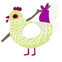 A lemon and white chicken with a lace pattern