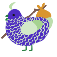 A indigo and gluppy chicken with a lace pattern