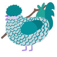 A mist and teal chicken with a lace pattern