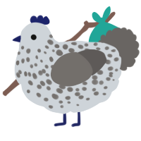 A mist and grey chicken with a speckle pattern