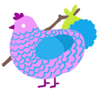A lavender and sky chicken with a lace pattern