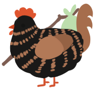 A sable and brown chicken with a bar pattern