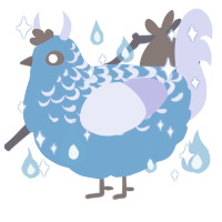 Clarisse, a sky and lilac chicken with a half-lace pattern