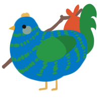 A sapphire and viridian chicken with a bar pattern