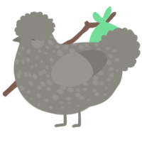 A ash chicken with a speckle pattern