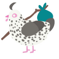 A white and grey chicken with a speckle pattern