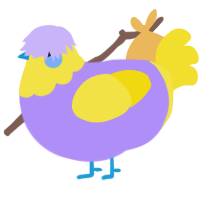 A lilac and yellow chicken with a head pattern