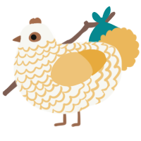 A white and honey chicken with a lace pattern