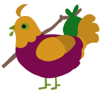 A wine and ochre chicken with a head pattern