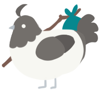 A white and grey chicken with a head pattern