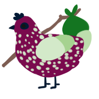 sus wine, a wine and gluppy chicken with a speckle pattern
