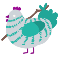 A mist and turquoise chicken with a bar pattern