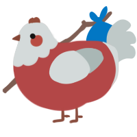 A red and silver chicken with a head pattern