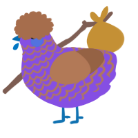 A blurple and brown chicken with a lace pattern