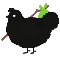 A black chicken with a lace pattern