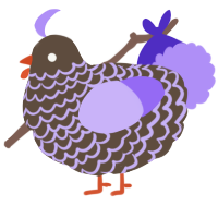 A bark and lilac chicken with a lace pattern