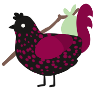 varicela, a sable and maroon chicken with a speckle pattern