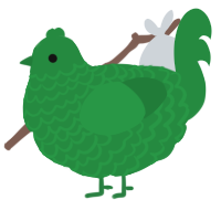 A viridian chicken with a lace pattern