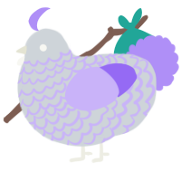 A mist and lilac chicken with a lace pattern