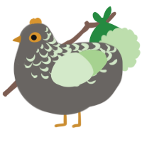 A grey and gluppy chicken with a half-lace pattern