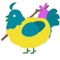 A yellow and sea chicken with a head pattern