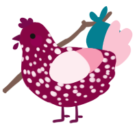 A maroon and rose chicken with a speckle pattern