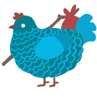 A sea and cerulean chicken with a lace pattern