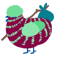 A maroon and spring chicken with a bar pattern