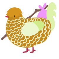 A ochre and apple chicken with a lace pattern