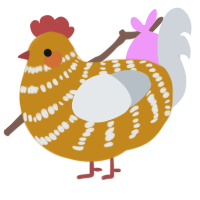 A ochre and mist chicken with a bar pattern