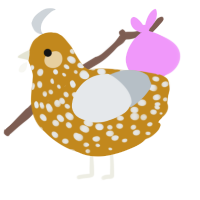 A ochre and mist chicken with a speckle pattern