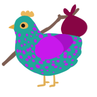 (unnamed), a turquoise and amethyst chicken with a speckle pattern