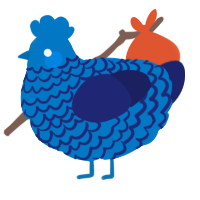 A sapphire and navy chicken with a lace pattern