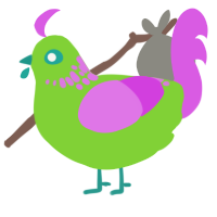 Curie, a grass and orchid chicken with a neck-speckle pattern