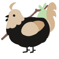 A sable and beige chicken with a head pattern